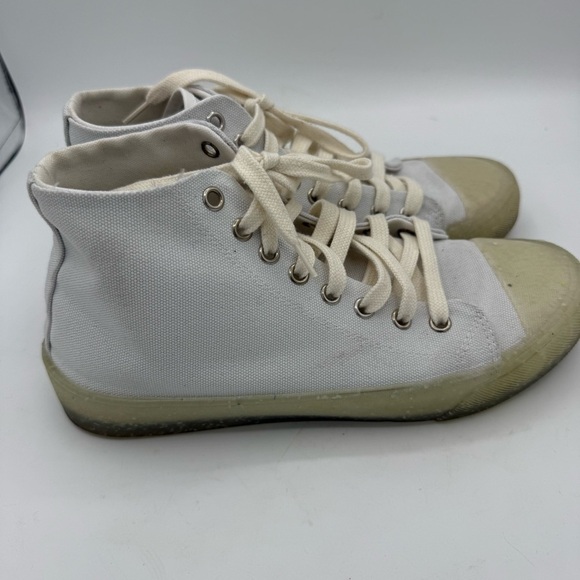 ANTHROPOLOGIE RECYKERS SOHO HIGH-TOP SNEAKERS Size 7.5-8 White Lace Up - Picture 2 of 8